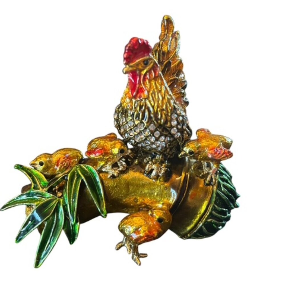 Hen and chicks rhinestone box